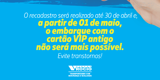ULTIMA CHAMADA RECADASTRO CARTÃO VIP!