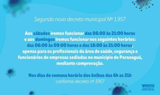 HORÁRIOS ATUALIZADOS – DECRETO MUNICIPAL 1957/20