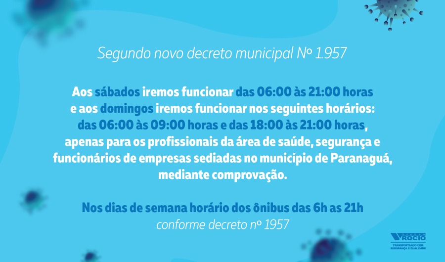 HORÁRIOS ATUALIZADOS – DECRETO MUNICIPAL 1957/20